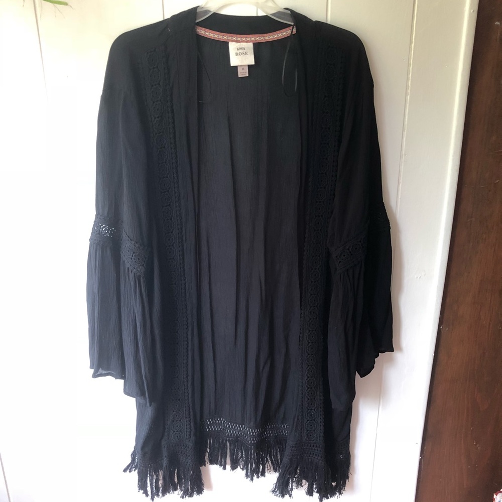 Black fringe kimono